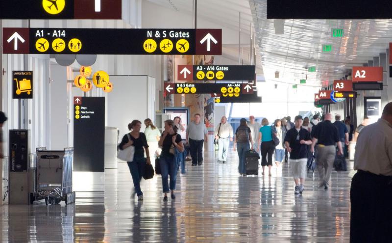 Passengers in Concourse A at Sea-Tac Airport