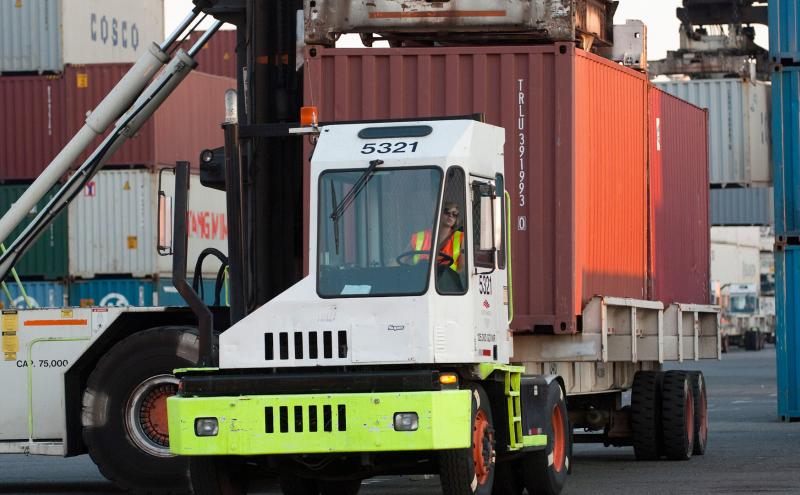 Container operations at Terminal 46 in Seattle, WA