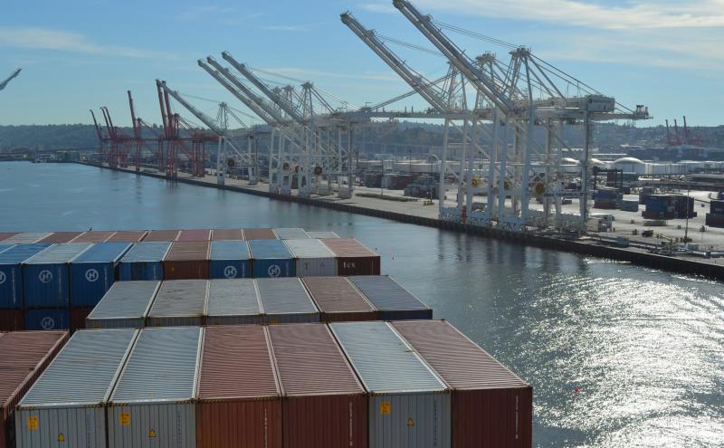 Cargo ship at Port, Terminal 18, Seattle, WA