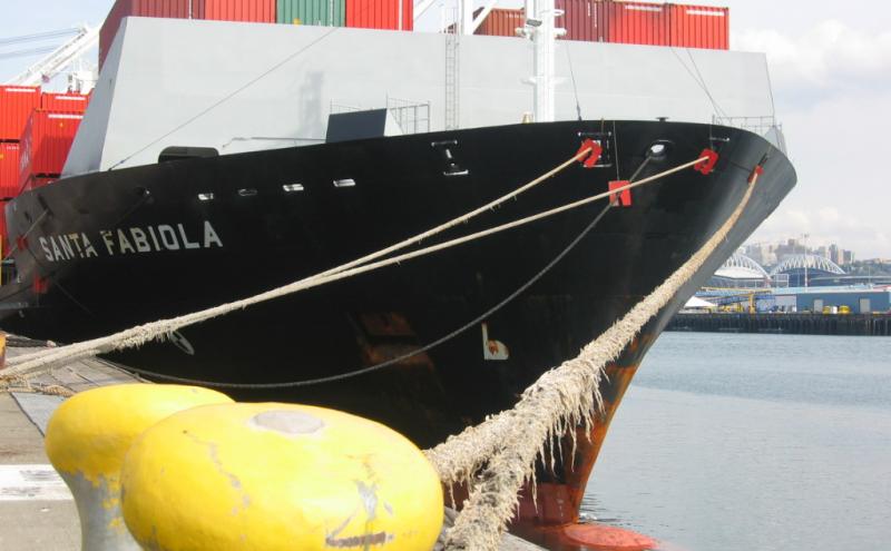 A cargo ship at Terminal 18, Port of Seattle
