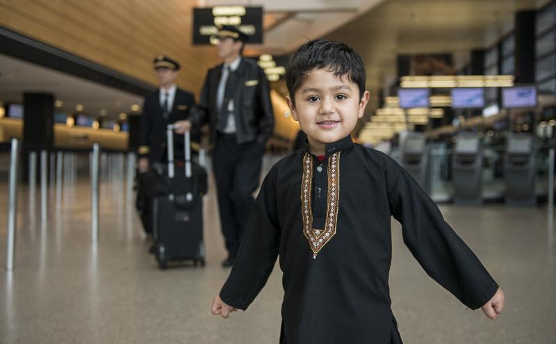 Young Iranian boy at Sea-Tac Airport.