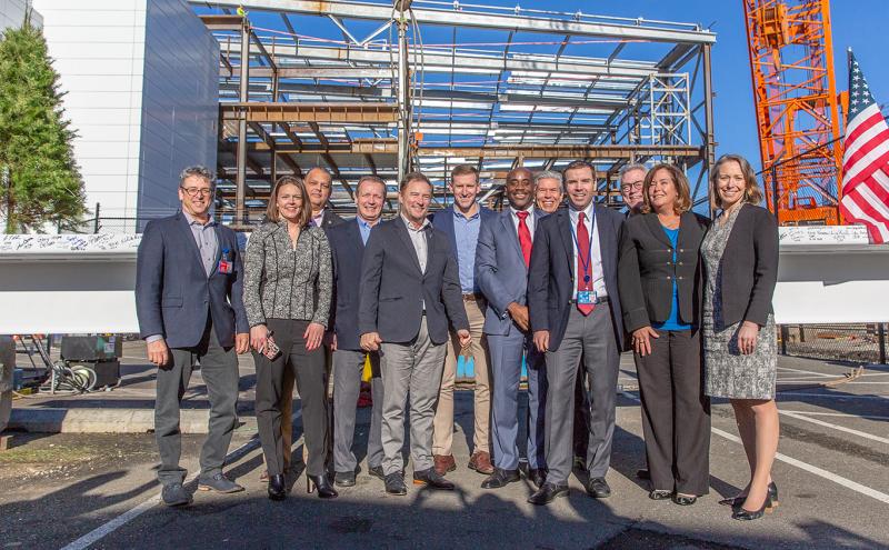 Commissioners and Executives from the Port of Seattle and Airline and other industry partner Executives and Officials attend the Topping Off Ceremony of the International Arrivals Facility at Sea-Tac Airport
