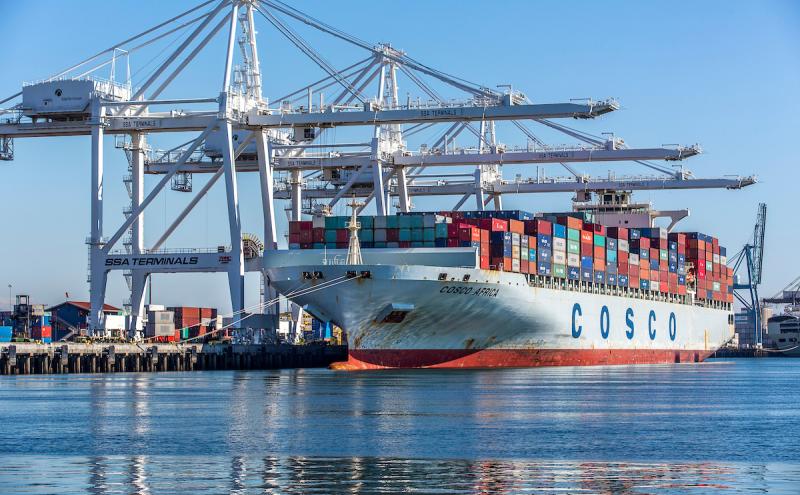 Cosco ship getting loaded at Northwest Seaport Alliance.