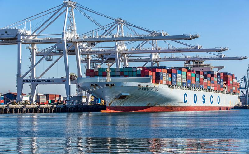 The Cosco Africa container ship at Terminal 30.