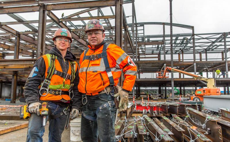 Construction workers on the North Satellite.