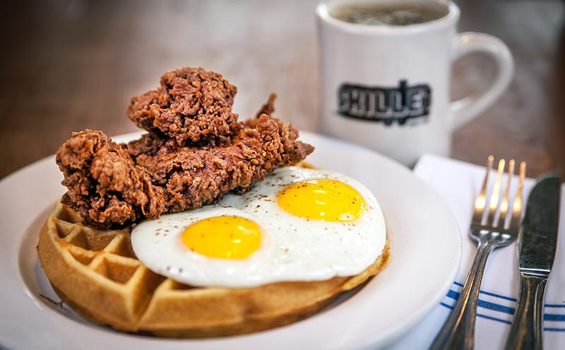 Chicken and waffles are one of the most popular menu items at Skillet.