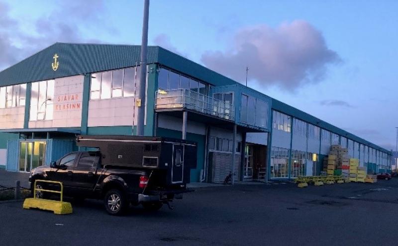 Port of Reykjavik Ice House Coworking Space building exterior at dusk.