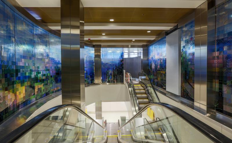 Concourse C station new energy efficient escalators looking down
