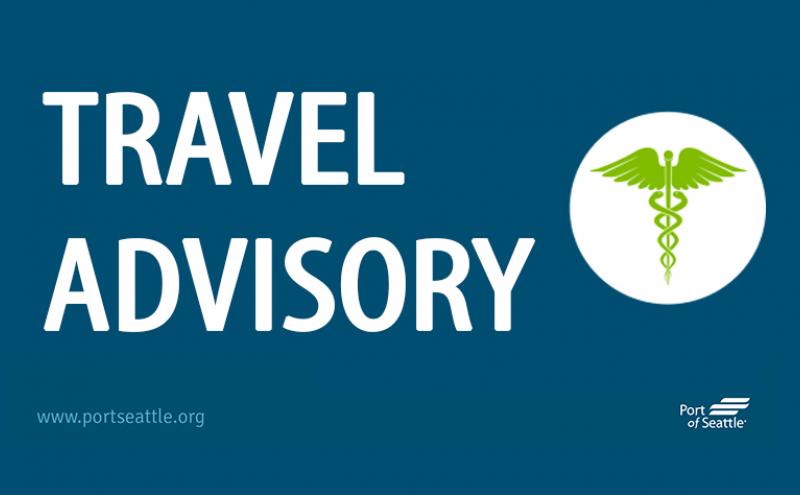 Travel Advisory graphic with Caduceus Symbol