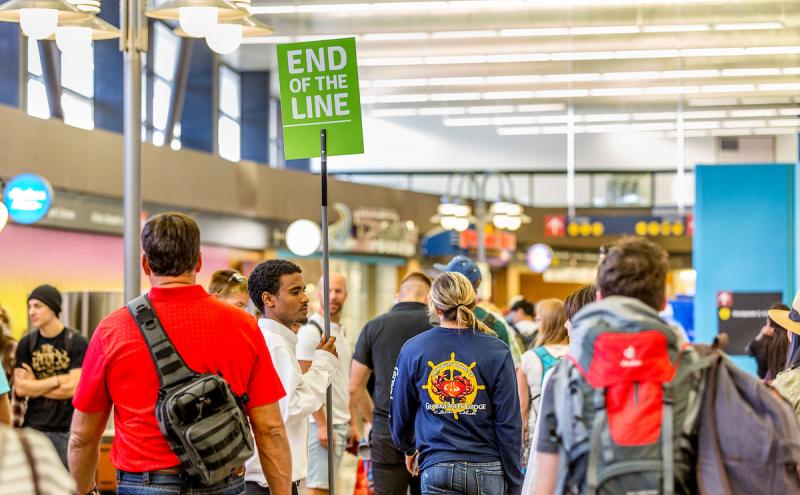 Security lines at SEA Airport.