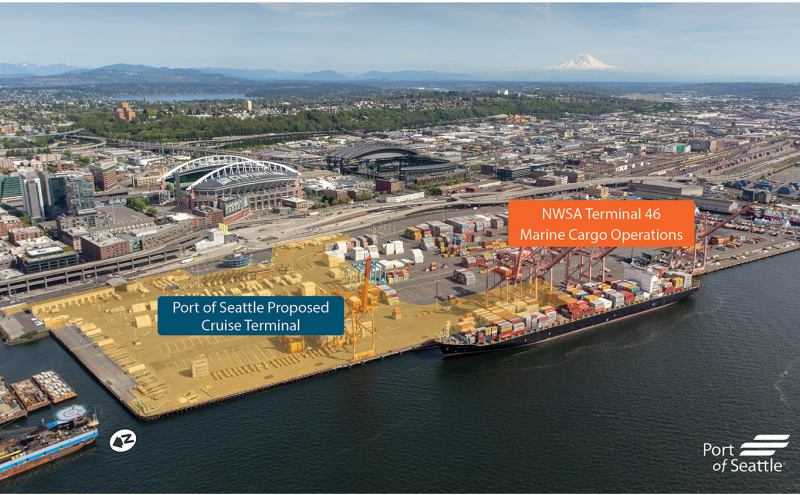 Port of Seattle Terminal 46 proposed cruise terminal overlay, Nov. 2019