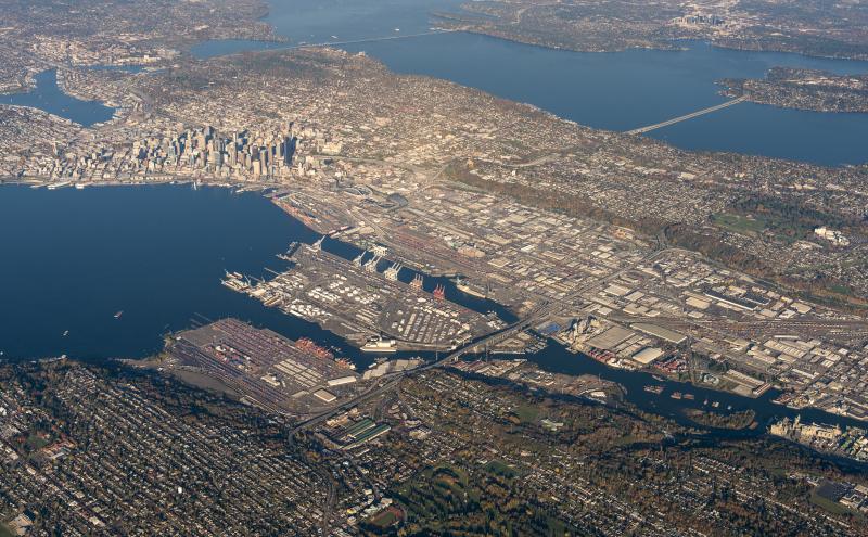 Aerial shot of the Seattle region