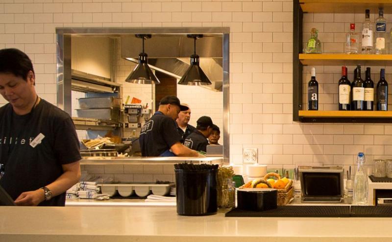 Restaurant workers at the airport.