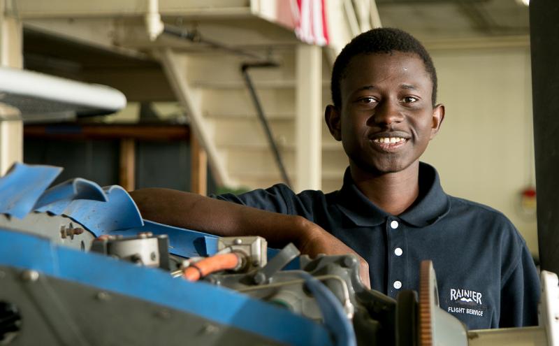 Young apprentice with a South Sound avaition industry employer, May 2018