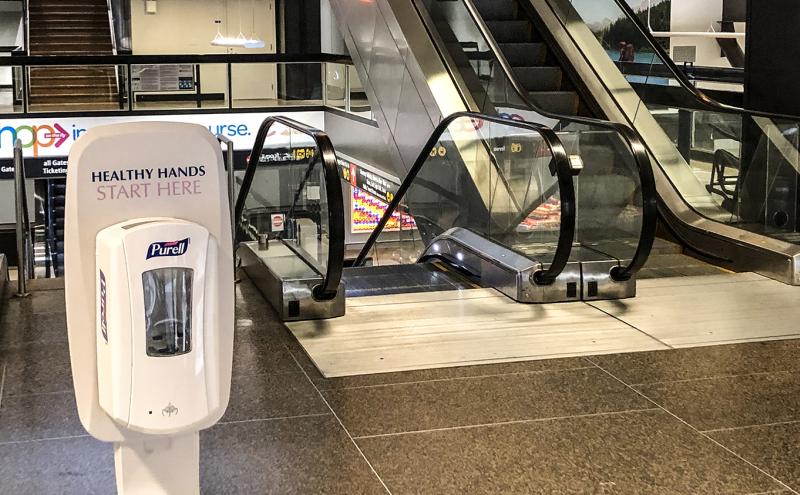 Contact-free hand sanitizer at SEA.