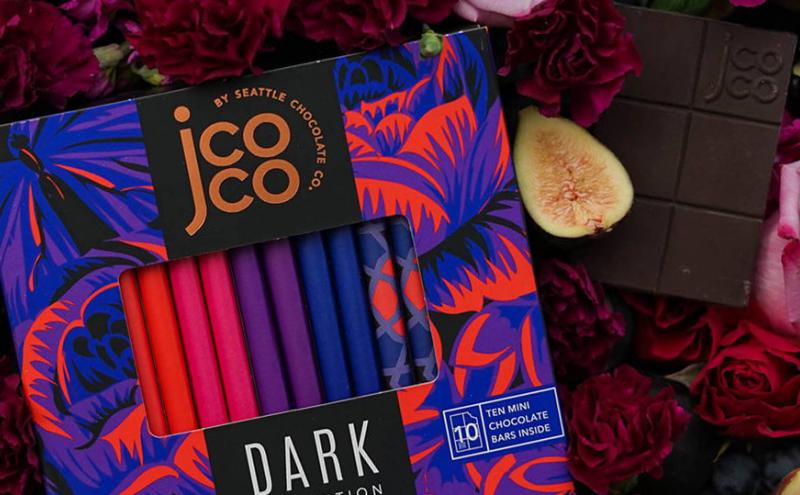 Seattle Chocolate's "Joco" brand come in sustainable wrappers, 2020.