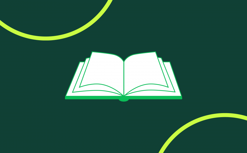 Graphic with a green open‑book icon centered on a dark green background, featuring curved lime‑green accents and the SEA Seattle‑Tacoma International Airport logo in the lower left corner.