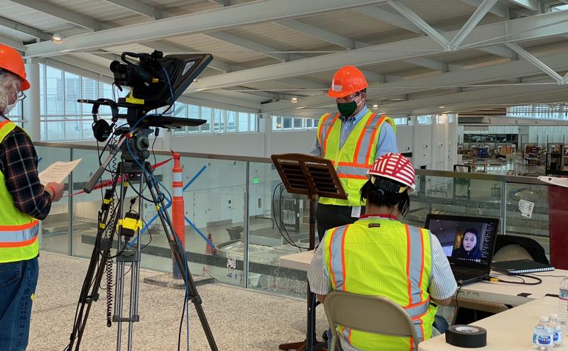 Filming Executive Director Metruck for a Teams Live Event