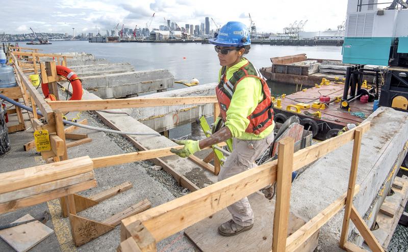 Construction workers at Terminal 5 project.