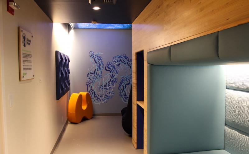 Seating and art installation.