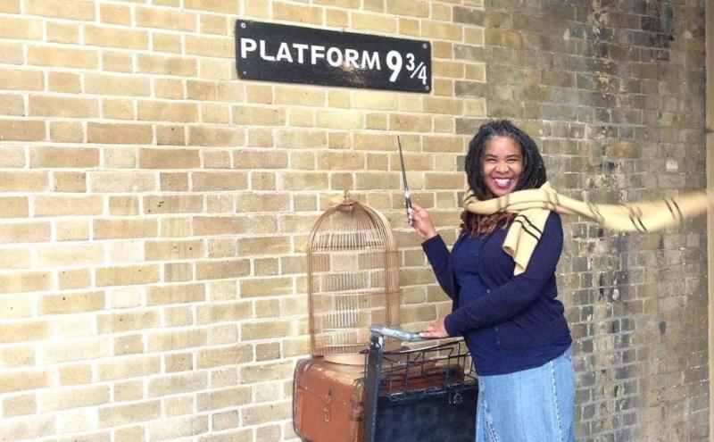 LaTonja on the Train Platform to Hogwarts.