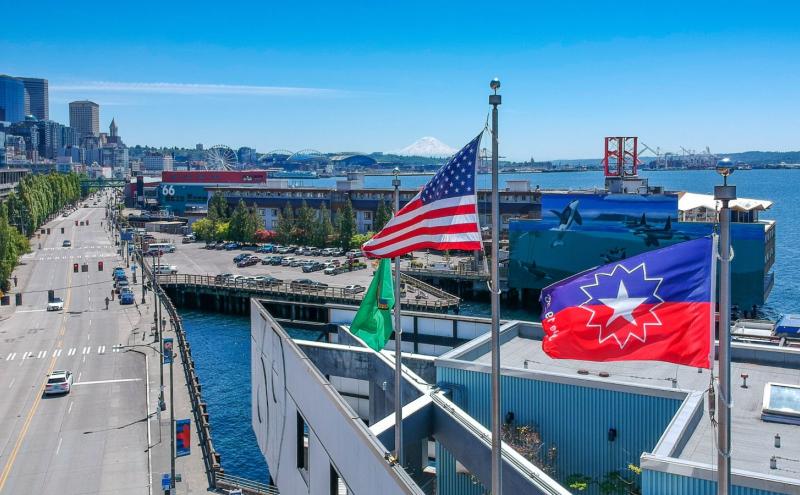 The U.S. Flag and the Juneteenth flag fly over the Port headquarters.