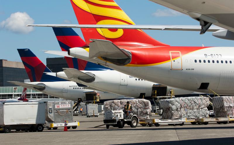 Colorful airplane tails 