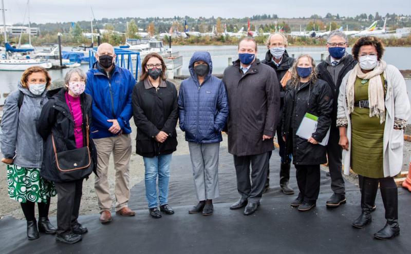 White House Council on Environmental Quality (CEQ) Chair Brenda Mallory joins Commissioner Fred Felleman Executive Director Steve Metruck and Port Staff at Peoples Park on the Duwamish in Seattle October 2021