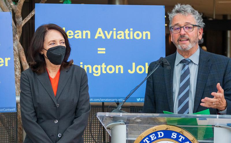 U.S. Senator Maria Cantwell (D-WA) Port of Seattle Commission President Fred Felleman Alaska Airlines SkyNRG and Climate Solutions.