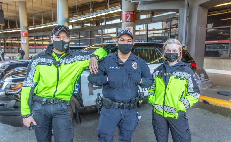 The Port of Seattle Police Department working on the airport drives.