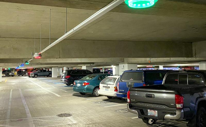 SEA Airport first floor of parking garage where new parking guidance system is installed