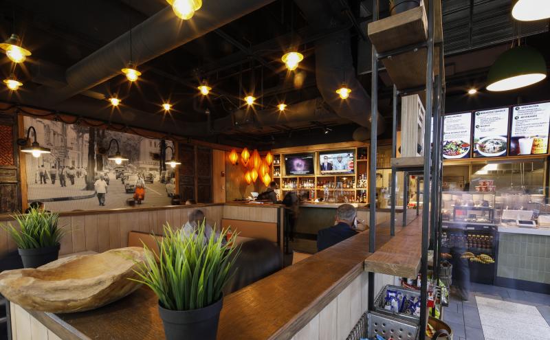 Inside of Bambuza as diners enjoy meals.