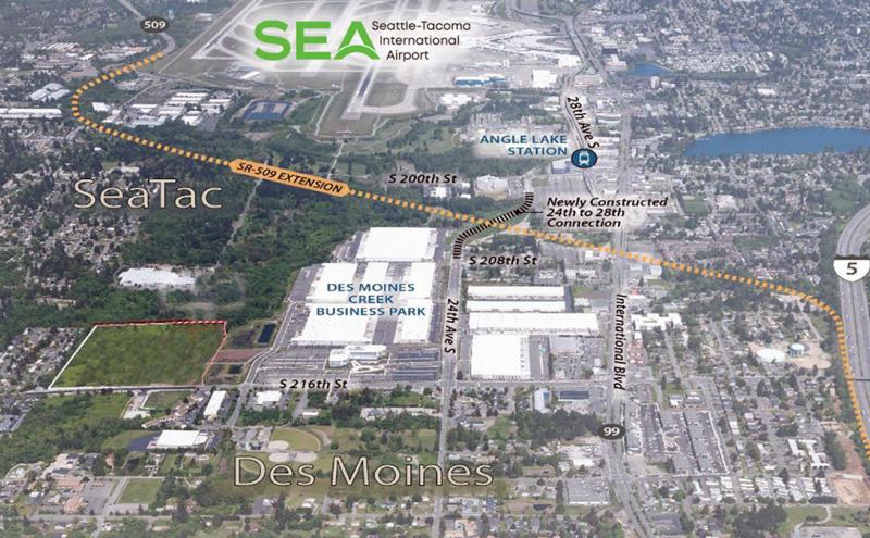 Aerial view of development site