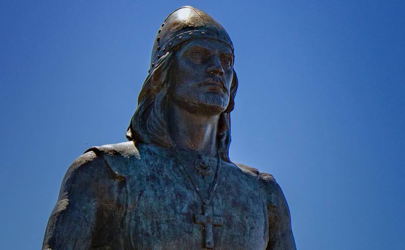 Close up of Leif Erikson Statue