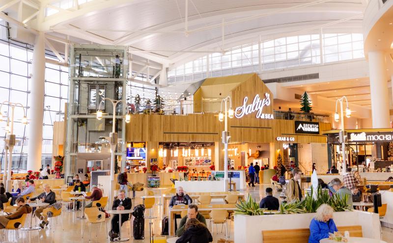 Exterior photo of Salty's from inside the Central Terminal