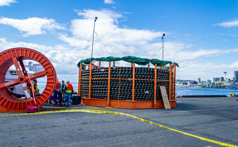 Shore power cable spool.