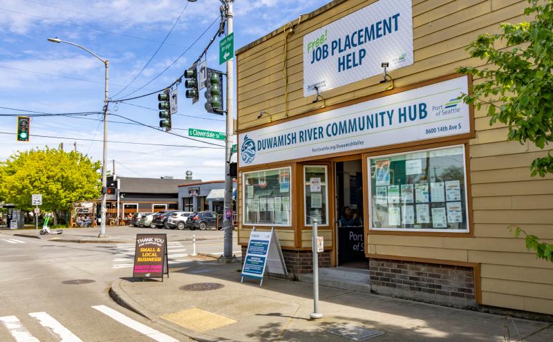 Duwamish River Community Hub is located at corner of Cloverdale and 14th Avenue South in the South Park neighborhood