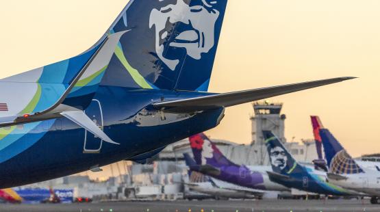 End of plane wings at tarmac