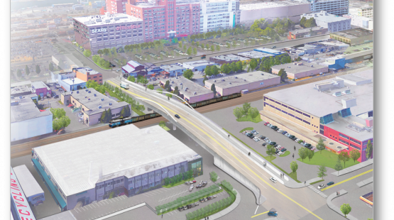 Lander Street Bridge Project - Birds-Eye rendering