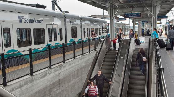Sound Transit link light rail station at SEA Airport.