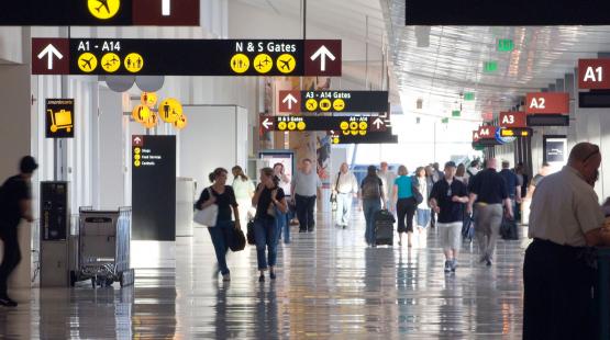 Passengers in Concourse A at Sea-Tac Airport