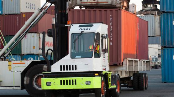 Container operations at Terminal 46 in Seattle, WA