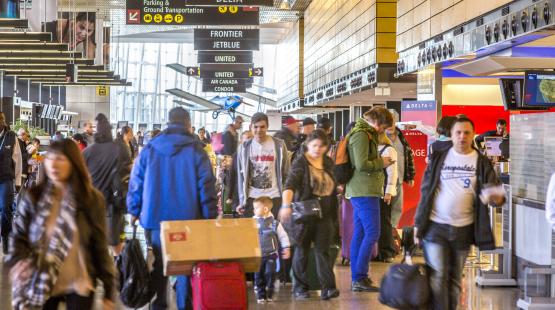 Busy Sea-Tac Airport terminal.