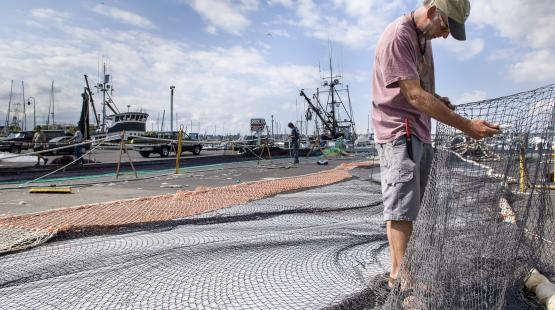 Mending nets at Fishermen's Terminal