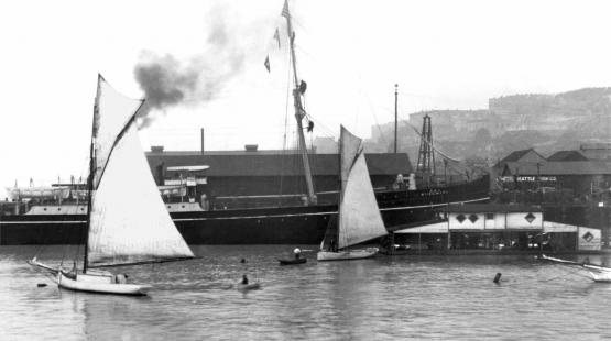 Historic photo of the Miiki Maru at berth.