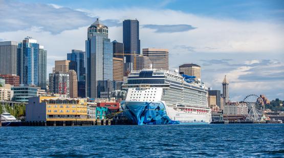 Cruise ship docked at Pier 66