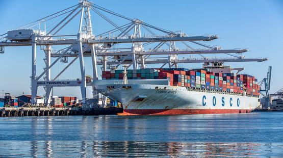 The Cosco Africa container ship at Terminal 30.