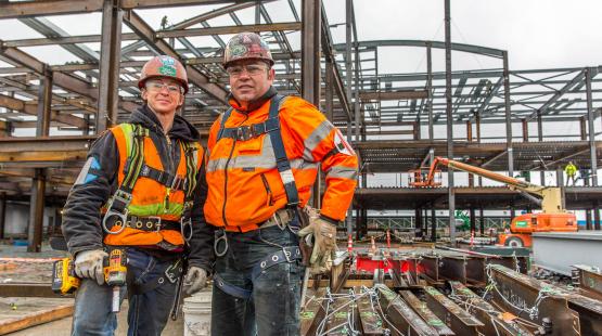 Construction workers on the North Satellite.