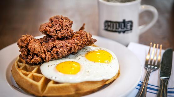 Chicken and waffles are one of the most popular menu items at Skillet.