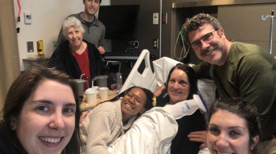 Winkle family gathers in the hospital.